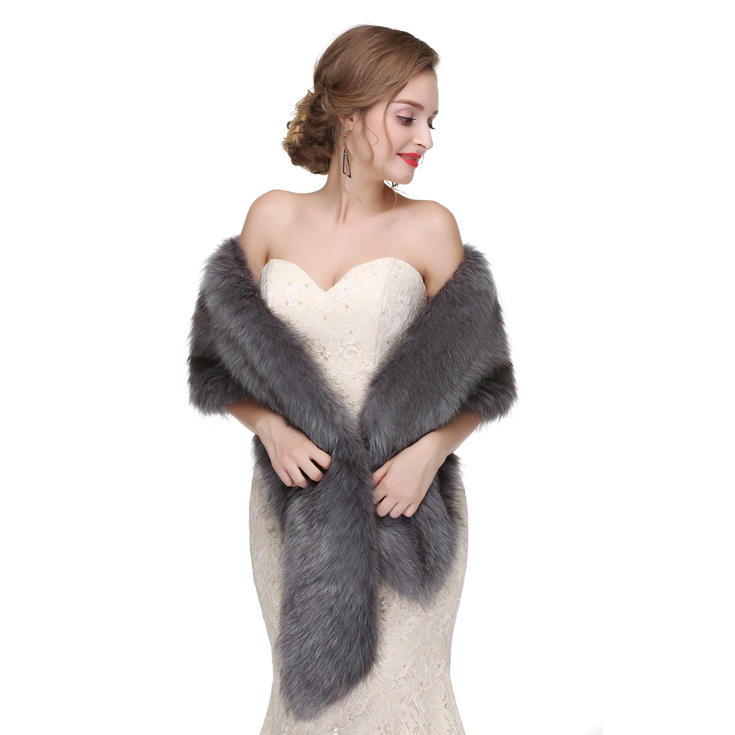 grey fur shawl