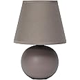 Simple Designs LT2008-GRY Mini Ceramic Globe Table Lamp with Matching Fabric Shade, Gray 5.51 x 5.51 x 8.66