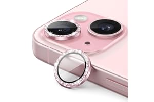 JETech Camera Lens Protector for iPhone 15 6.1-Inch and iPhone 15 Plus 6.7-Inch, Bling Glitter Individual 9H Tempered Glass M