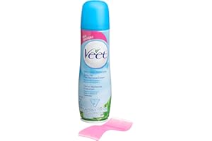 Veet Spray On Hair Removal Cream, Sensitive Formula, Aloe Vera & Vitamin E, 5.1-Ounce Spray Bottles (Pack of 4)