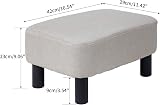 YMYNY 42cm Footstool Rectangle Ottoman with Wooden Legs Linen Fabric Light Gray view 6