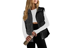 Zeagoo Women Puffer Vest Lightweight Stand Collar Sleeveless Winter Warm Zip Up Padded Outerwear Jackets with Pockets S-XXL