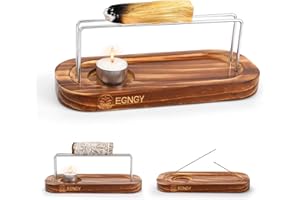 EGNGY Handcrafted Palo Santo and Sage Holder, 4 in 1 Incense Sticks and Candle Holder, Natural Wood Burner Holder, Ideal Spiritual Meditation Gift