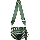 MEISEY Polka Dots Crossbody Bag Bum Bag for Women,Spacious Checkered Purse Fanny Packs Belt Bag (Bean Green Polka Dots)