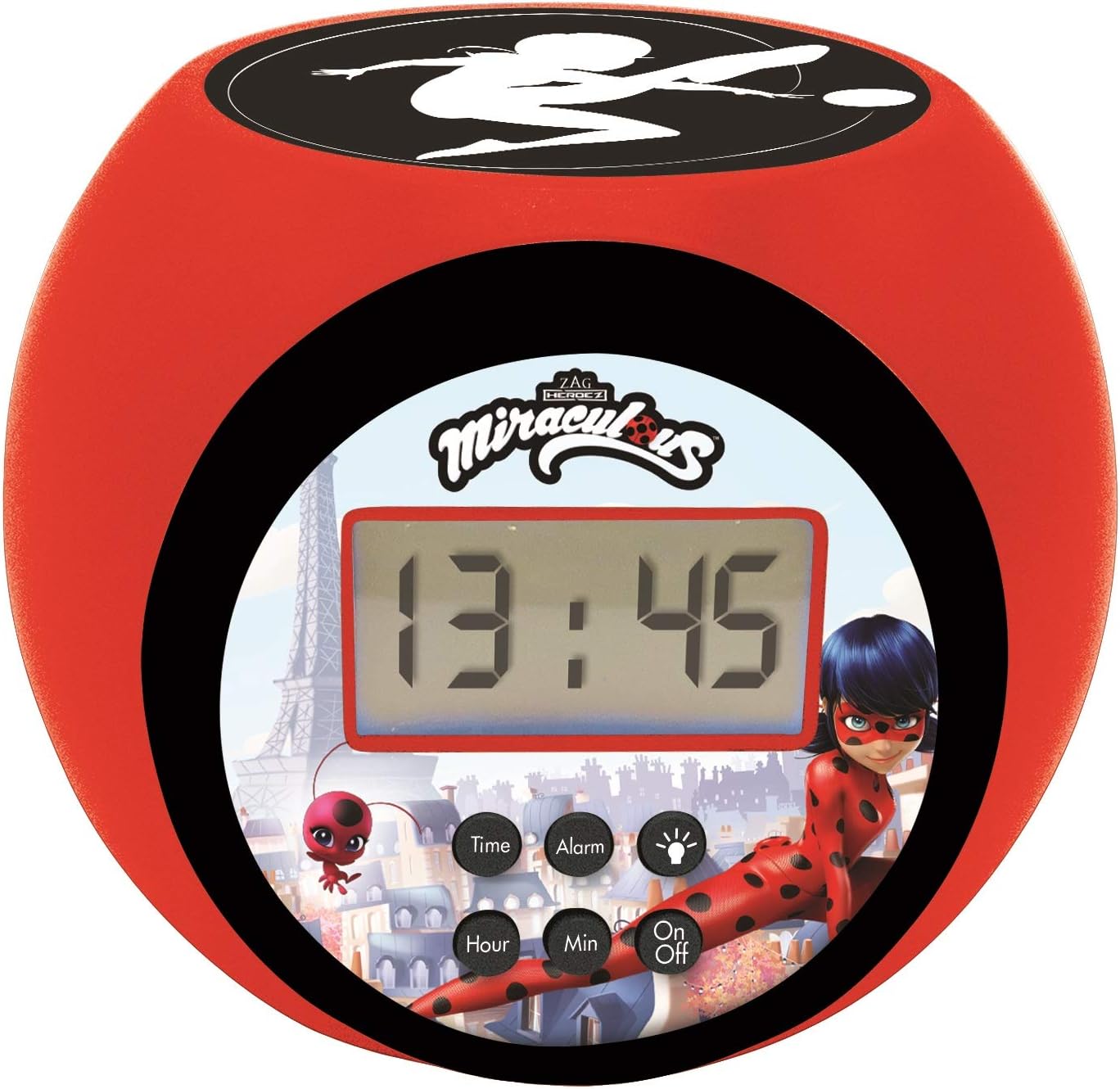 LEXIBOOK, Miraculous Ladybug Cat Noir, Projector Alarm Clock with snooze function and alarm function, Night light with timer - Image 3