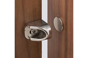 Keenkee 4 Set Magnetic Cabinet Door Catches Hardware Fittings with Neodymium Magnets for Furniture Door Stoppers, Closer, Latch, Nickel Color, Free Wood Screws
