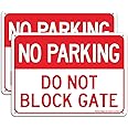 (2 pack) Faittoo No Parking Do Not Block Gate Sign, 10 x 7 Inches rectangle, .040 Rust Free Aluminum, UV Protected and Waterproof, Weather Resistant, Durable Ink, Easy to Mount