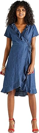 yumi wrap denim dress
