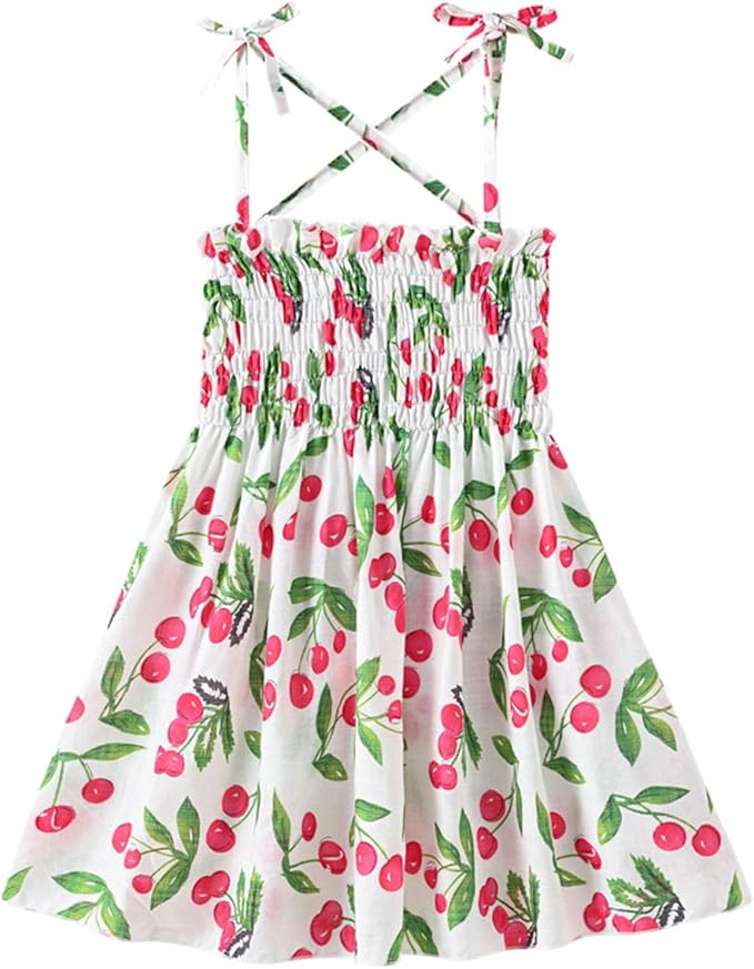 Vestido de verano para niños pequeños y niñas, diseño floral, con