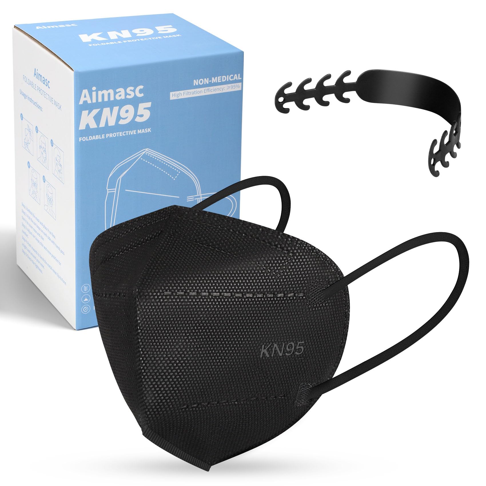 Photo 1 of 100 Pcs KN95 Face Mask,5 Layer Cup Masks, Filter Efficiency?95% Dust Safety Adults Disposable Protection Face Masks for Men & Women with 20 Adjustable Mask Holder