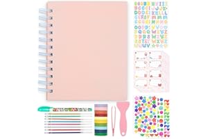 HEAROO Kids Scrapbook Self Adhesive Photo Album 25 Pages Hard Cover DIY Photo Album for Instant Camera Print Paper with DIY Accessories (Pink)
