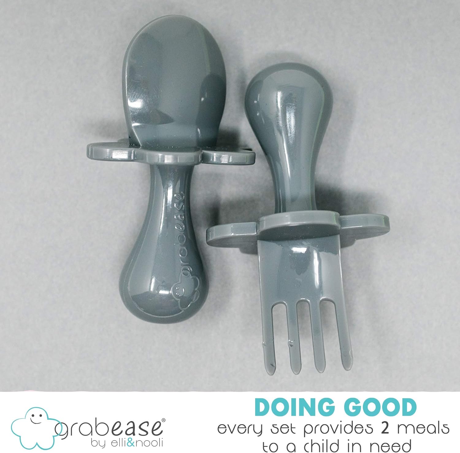 Grabease Toddler Utensils Baby Utensils Baby Forks for Self Feeding Bpa-Free & Phthalate-Free for Baby & Toddler, 1 Set, Gray - Image 4