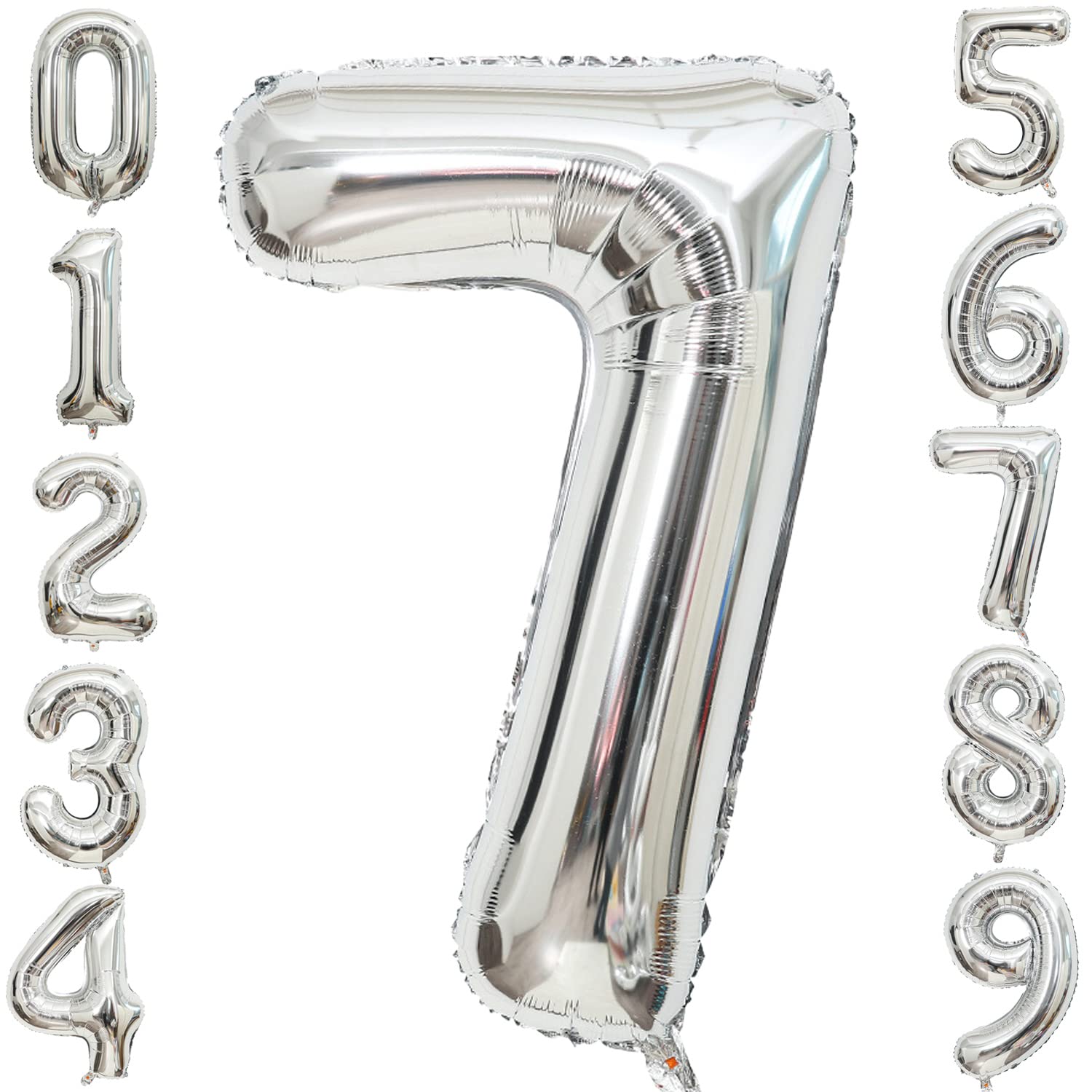 Photo 1 of 40 Inch Large Silver Number7 Letter Balloon, Alphabet Letter Mylar Foil Helium Big Number Balloons for Birthday Anniversary Party Graduations Festival Decorations***PACKS OF 2****