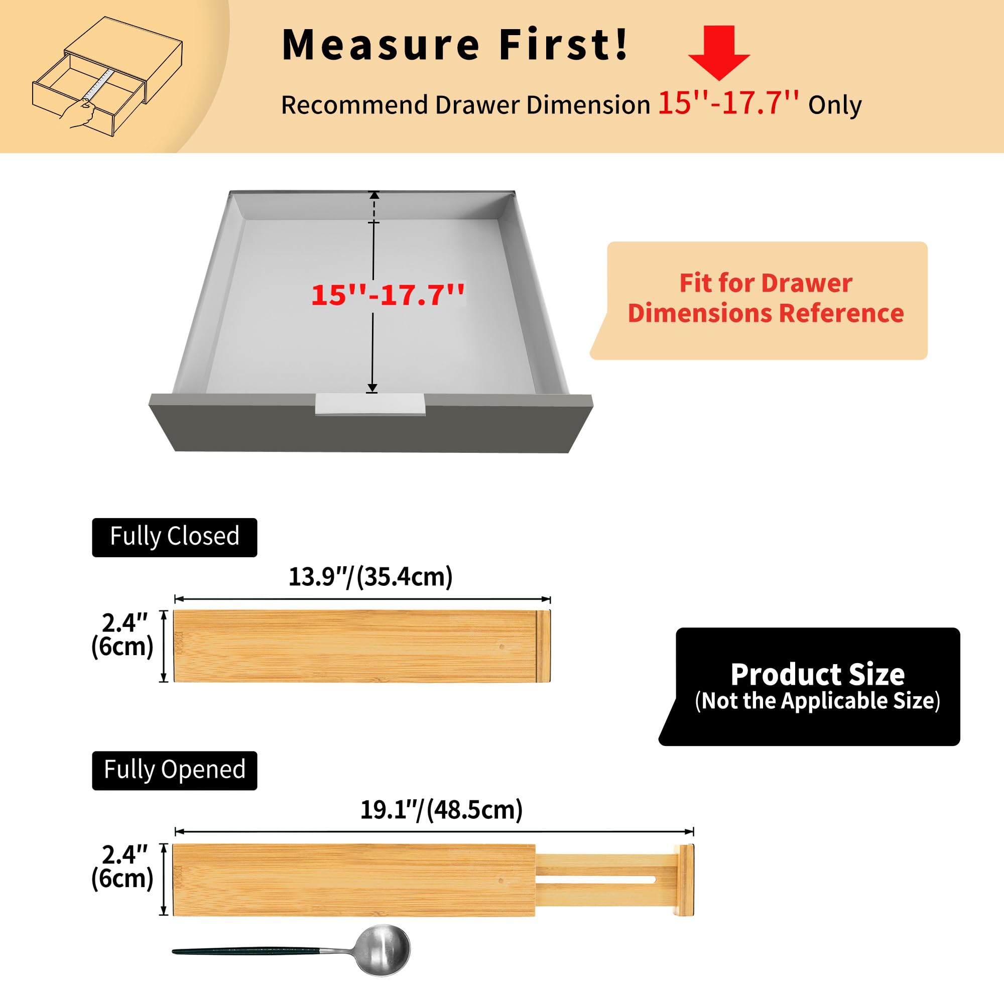 Utoplike Small Bamboo Kitchen Drawer Dividers(Fits 15