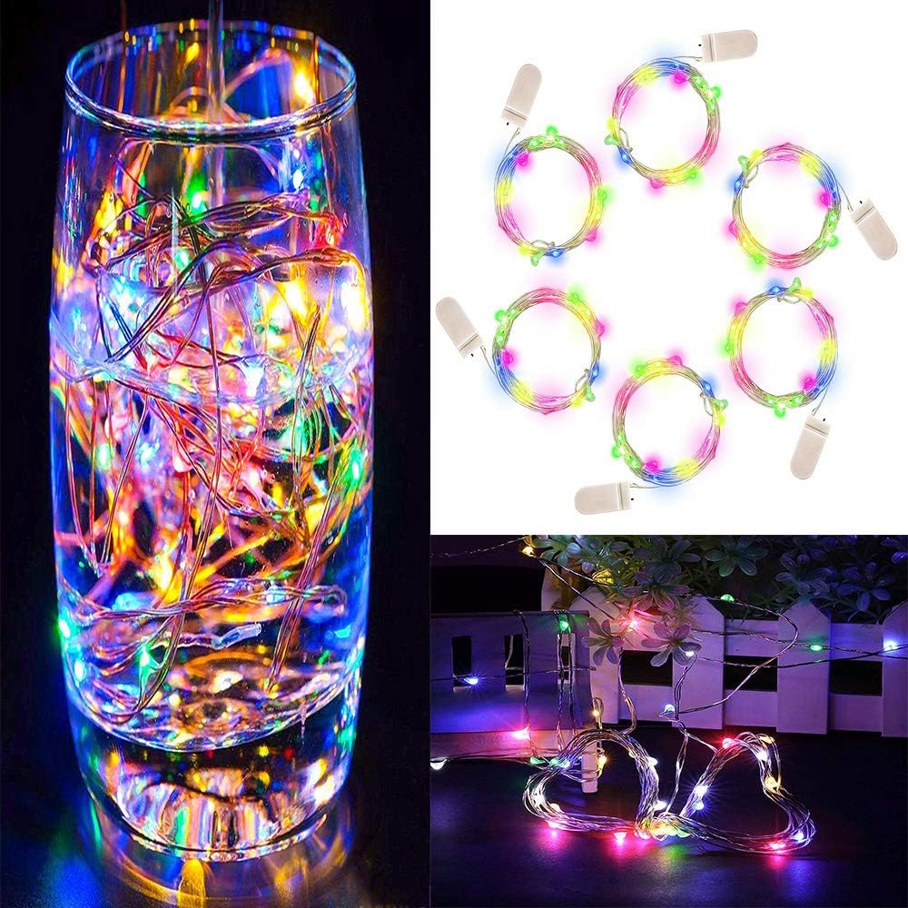 ENUOLI 6 Pack LED Batterie 6.6ft / 2M Mondlicht 20LED Micro-Fee-Schnur