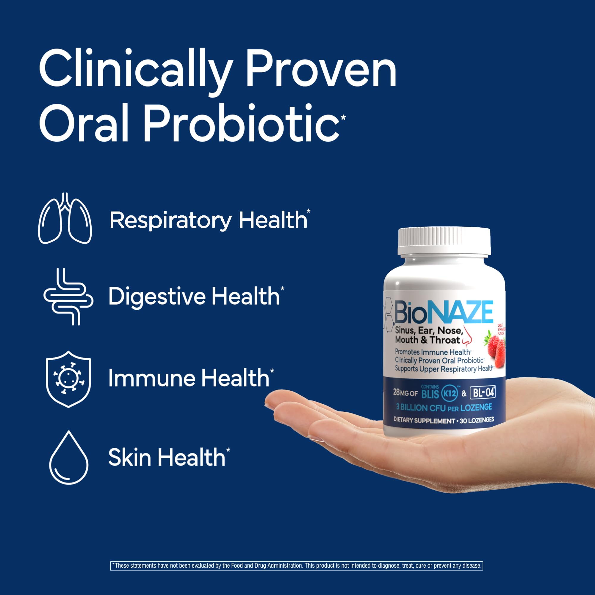 Oral Probiotic BLIS K12 & BL-04 for Sinus, Tonsil Stones, Bad Breath, Post Nasal Drip, Throat, Mouth, Teeth & Gut - Improve Oral & Respiratory Health. Clinically Proven Probiotic Strains 30 ct