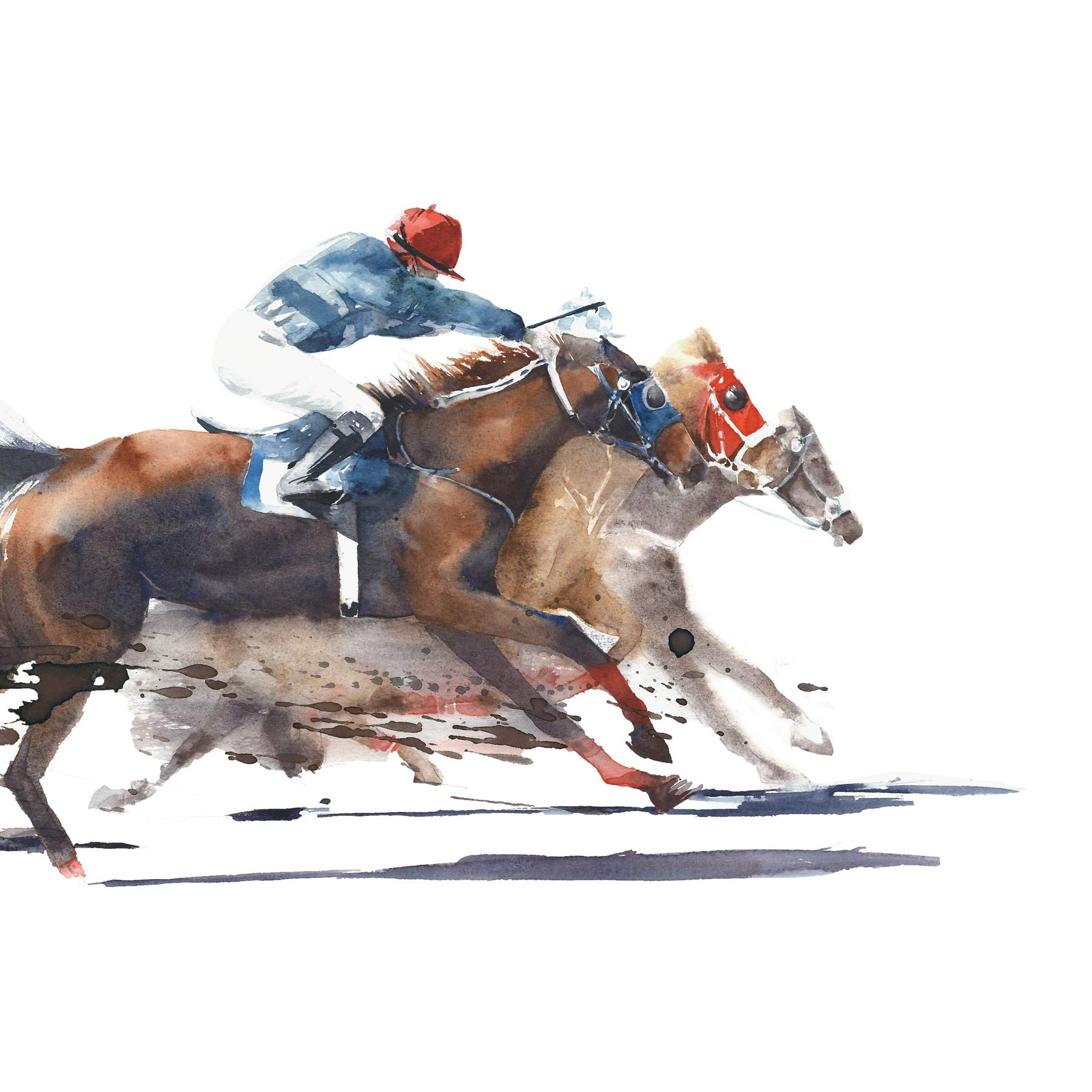 Wee Blue Coo Racing Horses With Jockey Large Wall Art Print Canvas Premium Poster