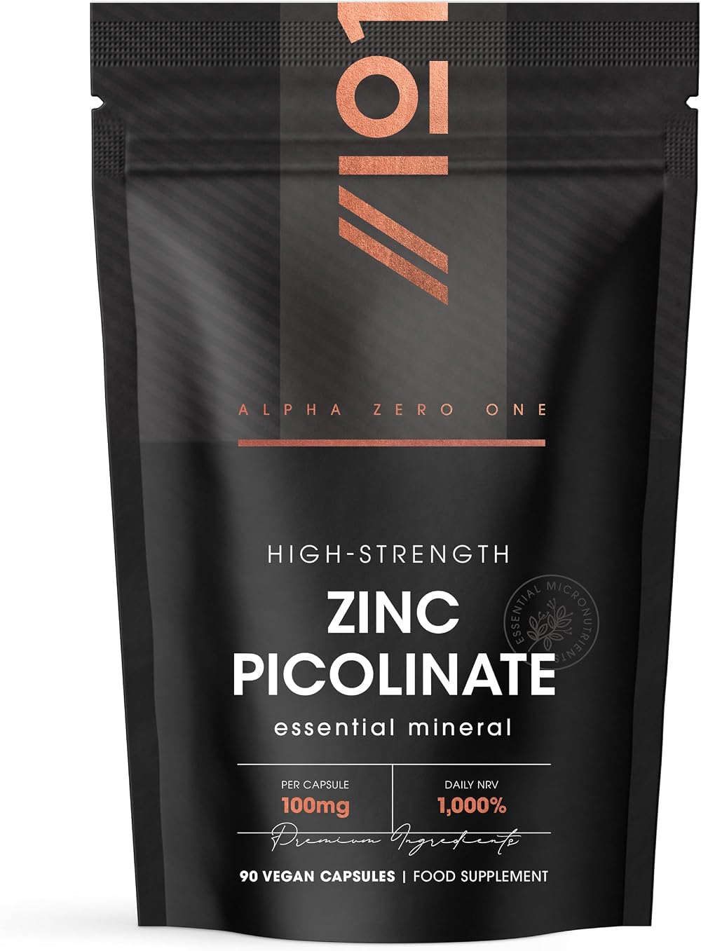 Alpha01 Zinc Picolinate 100mg - 90 Vegan Capsules for Immune Support