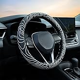 Topography Steering Wheel Cover Auto Leather Steering Wheel Protector, Anti-Slip, Breathable, Absorbing Sweat, Universal Topography Car Accessories 14.5–15 inch,Fit for Most Car, Trucks, SUV