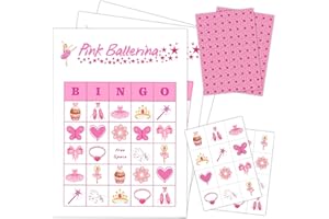 mermermu Ballerina Party Bingo Game Cards(24 Players), Ballet Dance Themed Bingo Card for Family Friend Adult, Large Group Holiday Party Activity Favor Decoration Supplies -003