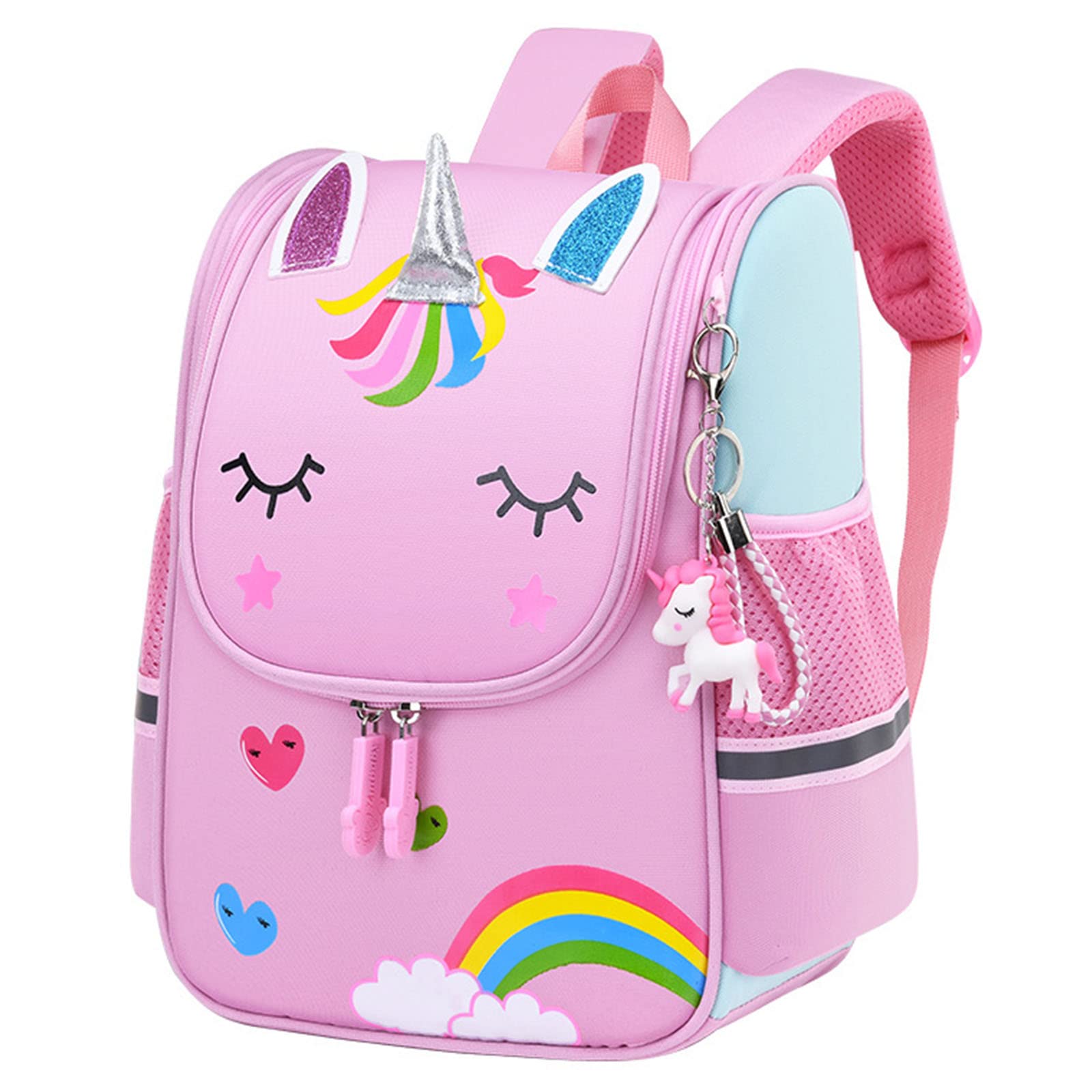 Hovkib School Bags Backpack for Girls Boys Casual Teenager for Students Rucksack Children Satchel Cute Unique Pattern 3-6 Years Pink