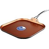 COOKSMARK 11-Inch Copper Griddle Pan for Stove Top -Nonstick Square Flat Pan with Stainless Steel Handle, Lightweight Inducti