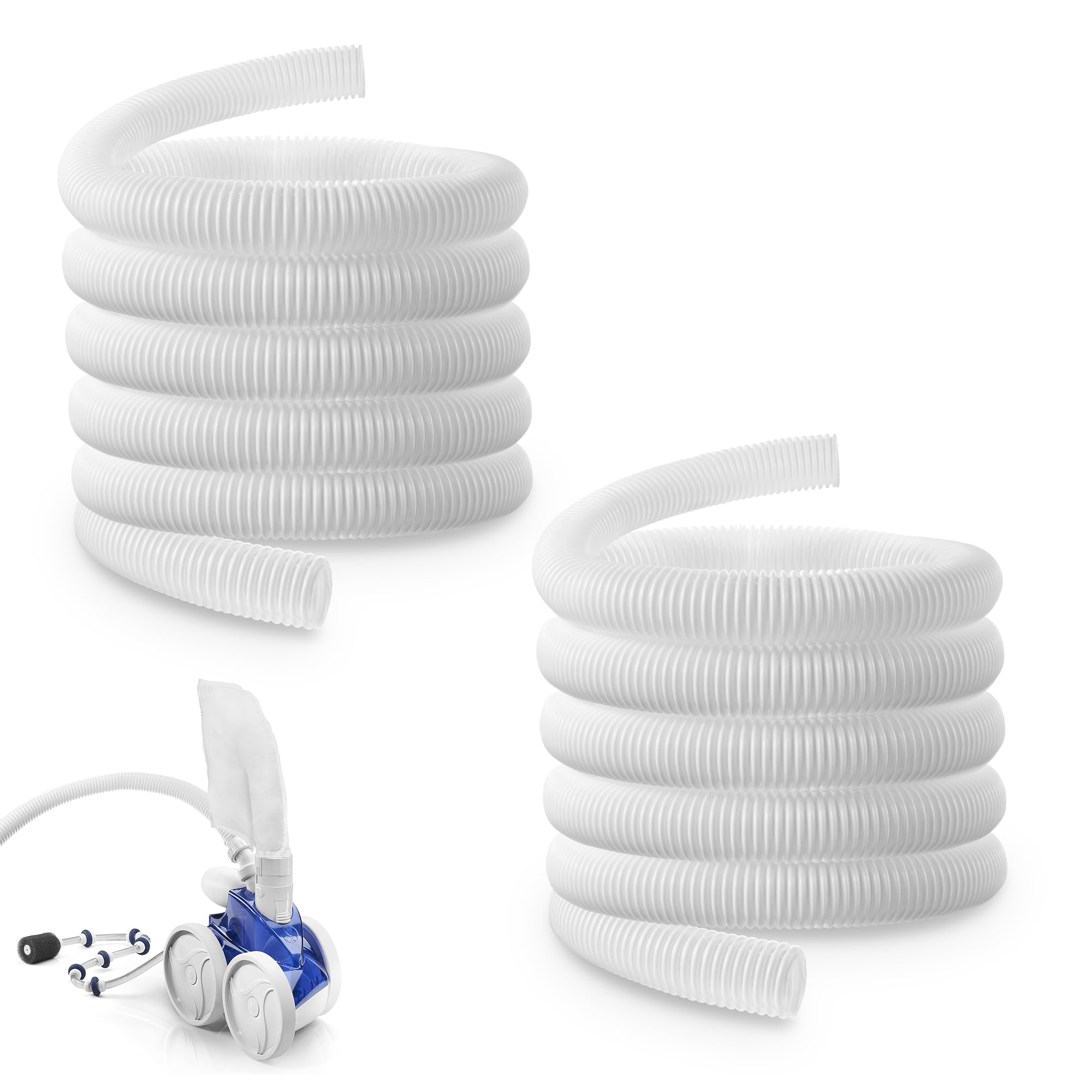 Photo 1 of Dreyoo 2 Pack Pool Cleaner Parts 9-100-3102 Compatible with Polaris, 6 ft Cuffless Feed Hose for 360 Pressure-side Pool Cleaner 1-1/2" Diameter, Quality Hose for Long Lasting Use, White