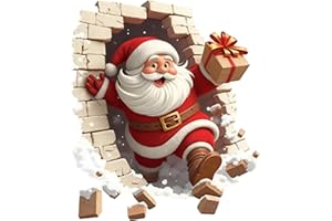 Santa Claus Wall Decal | Santa Claus Breaking Wall Sticker Christmas Decor,Bathroom Decal,for Home Party Living Room Bedroom 