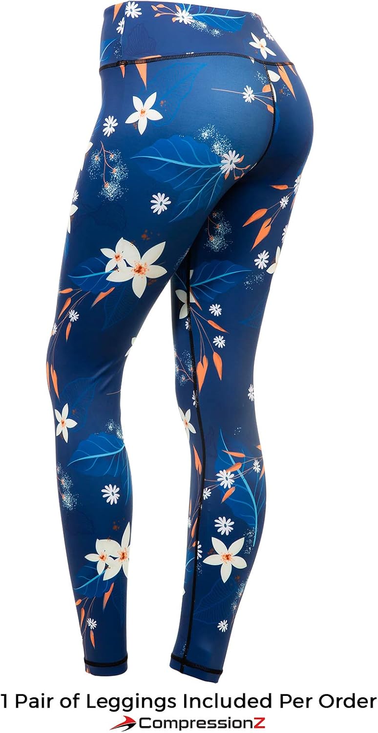 CompressionZ High Waisted Women's Leggings - Compression Pants for Yoga Running Gym & Everyday Fitness : Clothing