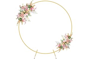 Fomcet 6FT Round Wedding Arch Circle Backdrop Stand Balloon Frame Gold Metal Wedding Arch for Ceremony Birthday Party Baby Shower Anniversary Bridal Graduation Background Decoration