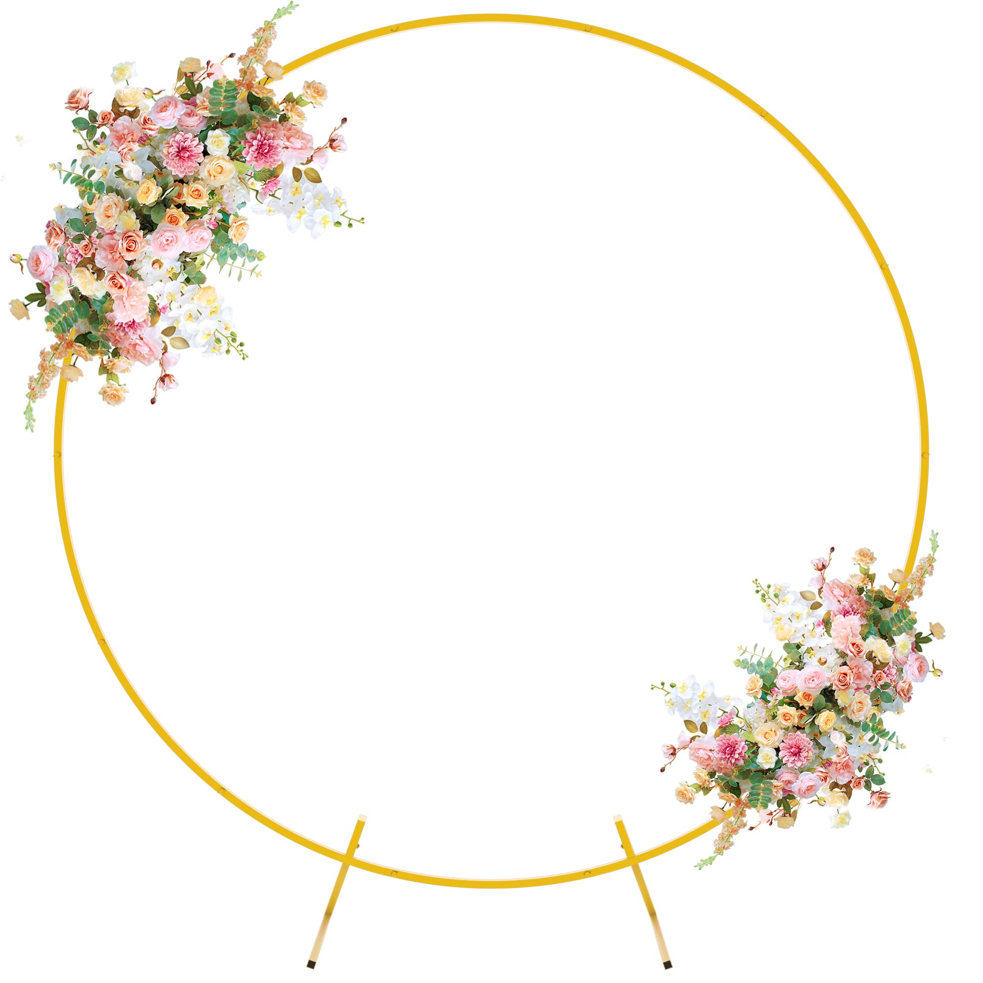 Photo 1 of Fomcet 6FT Round Wedding Arch Circle Backdrop Stand Balloon Frame Gold Metal Wedding Arch for Ceremony Birthday Party Baby Shower Anniversary Bridal Graduation Background Decoration