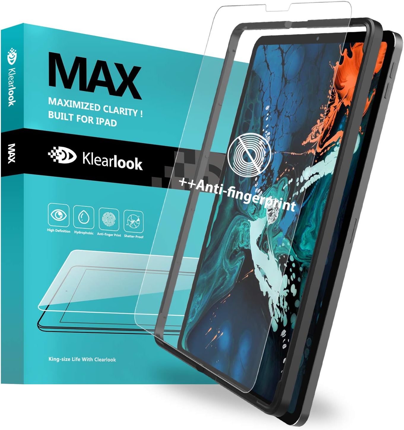 Klearlook Tempered Glass Screen Protector for New iPad Pro 12.9 inch 2020/2018 Ultra Sensitive/Face ID iPad Pencil Compatible, Matte Screen Protector for 2020 iPad Pro 12.9" with [Easy Alignment Frame]