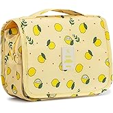 L&FY Hanging Travel Toiletry Bag Women's Cosmetic Organizer Makeup Pouch Men's Shaving Kits With Handle (Yellow Lemon)