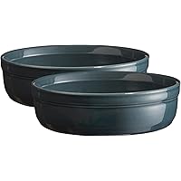 Emile Henry Made in France 8.5 oz Creme Brulee (Set of 2), 5" by 1.5", Blue Flame