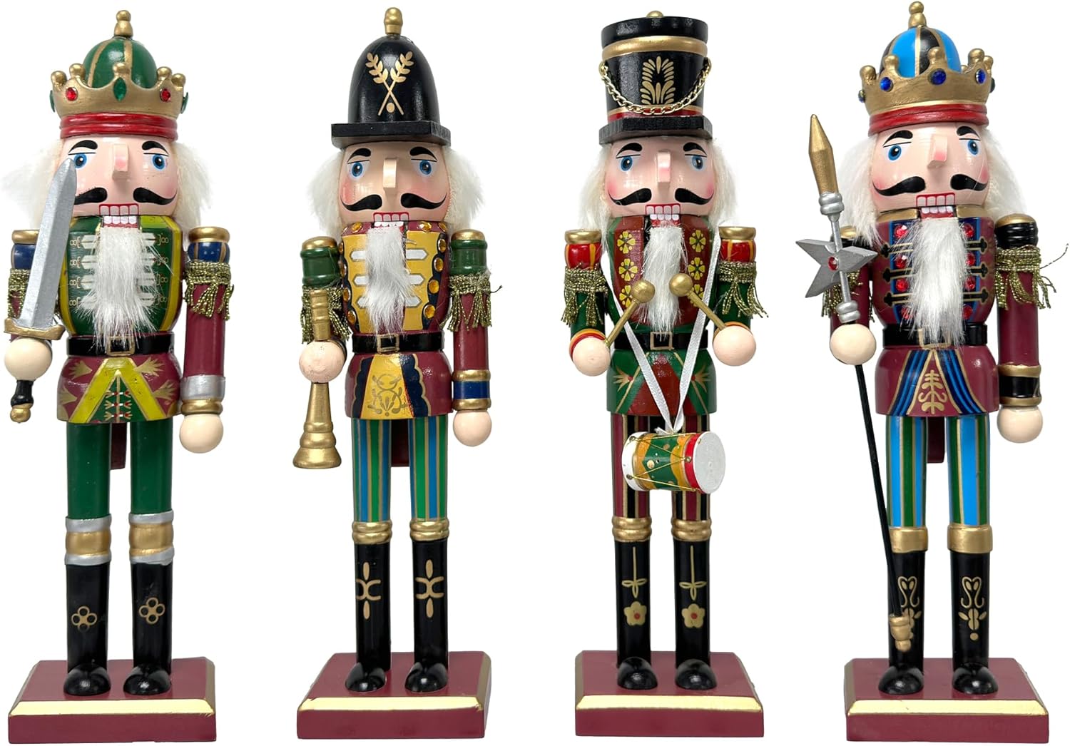 Nutcrackers - O-Toys Wooden Nutcracker Ornaments Christmas Decoration Figures Set Puppet Home Decor (12 Inch)