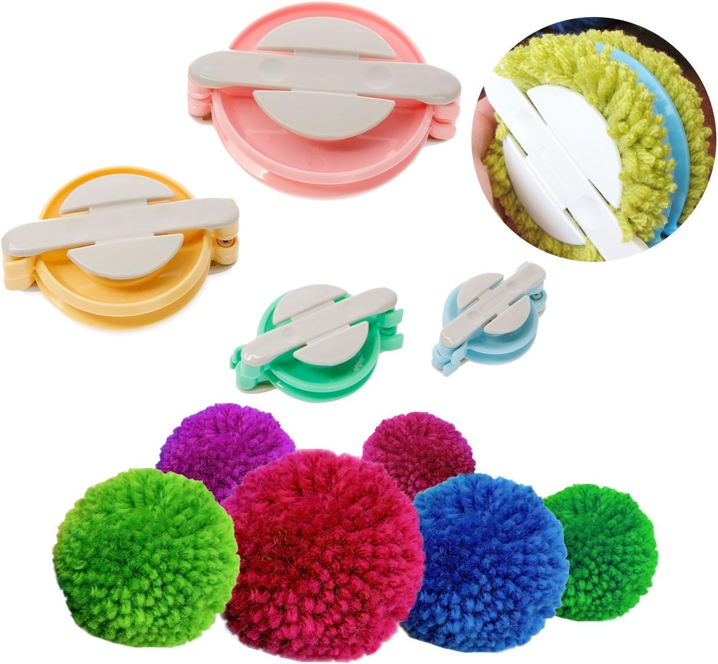 SAVITA 4 pcs Pom Pom Maker Pompom Making Tool Set DIY Fluff Balls for