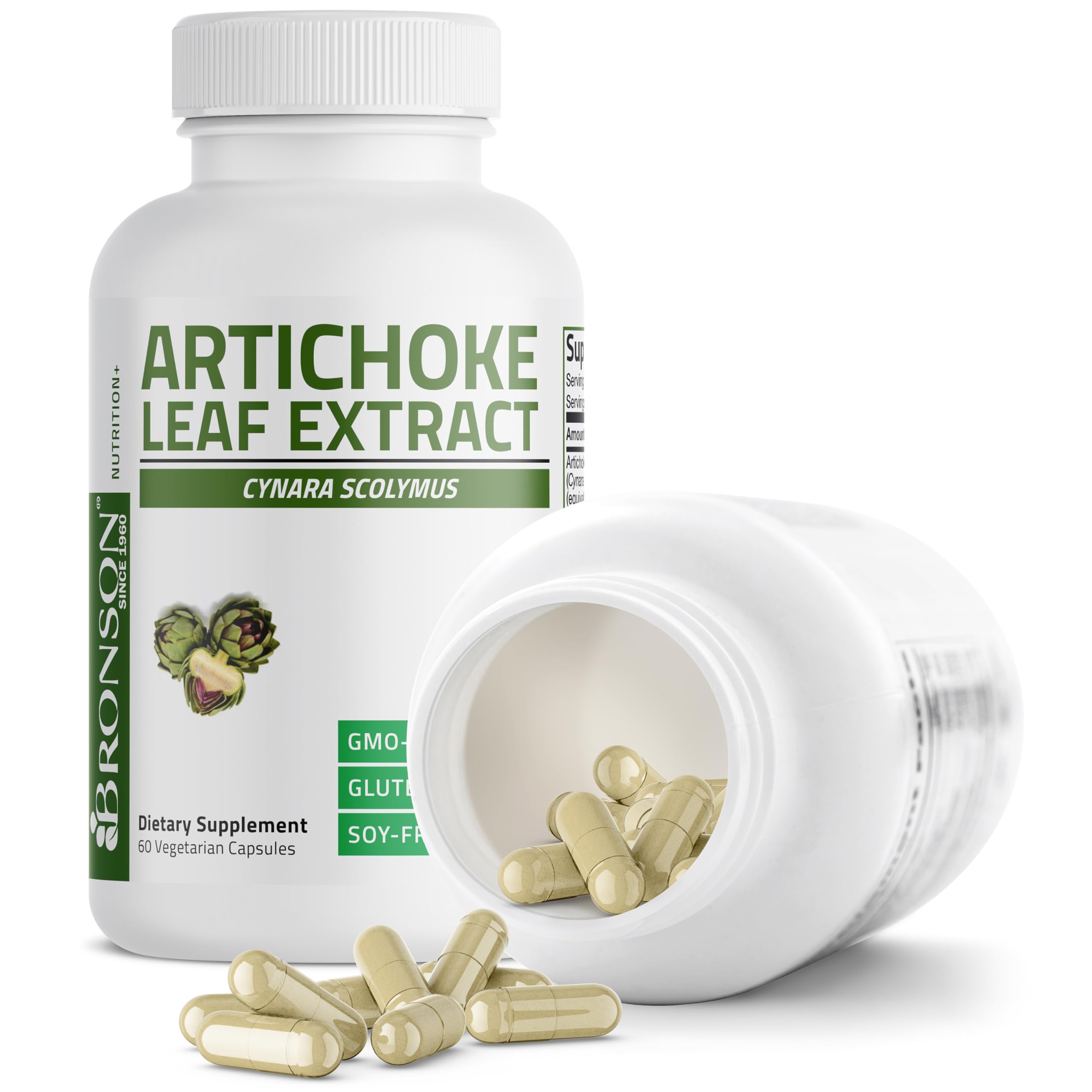 Bronson Artichoke Leaf Extra Strength Supports Healthy Digestion Healthy Liver Function, Non-GMO, 60 Vegetarian Capsules