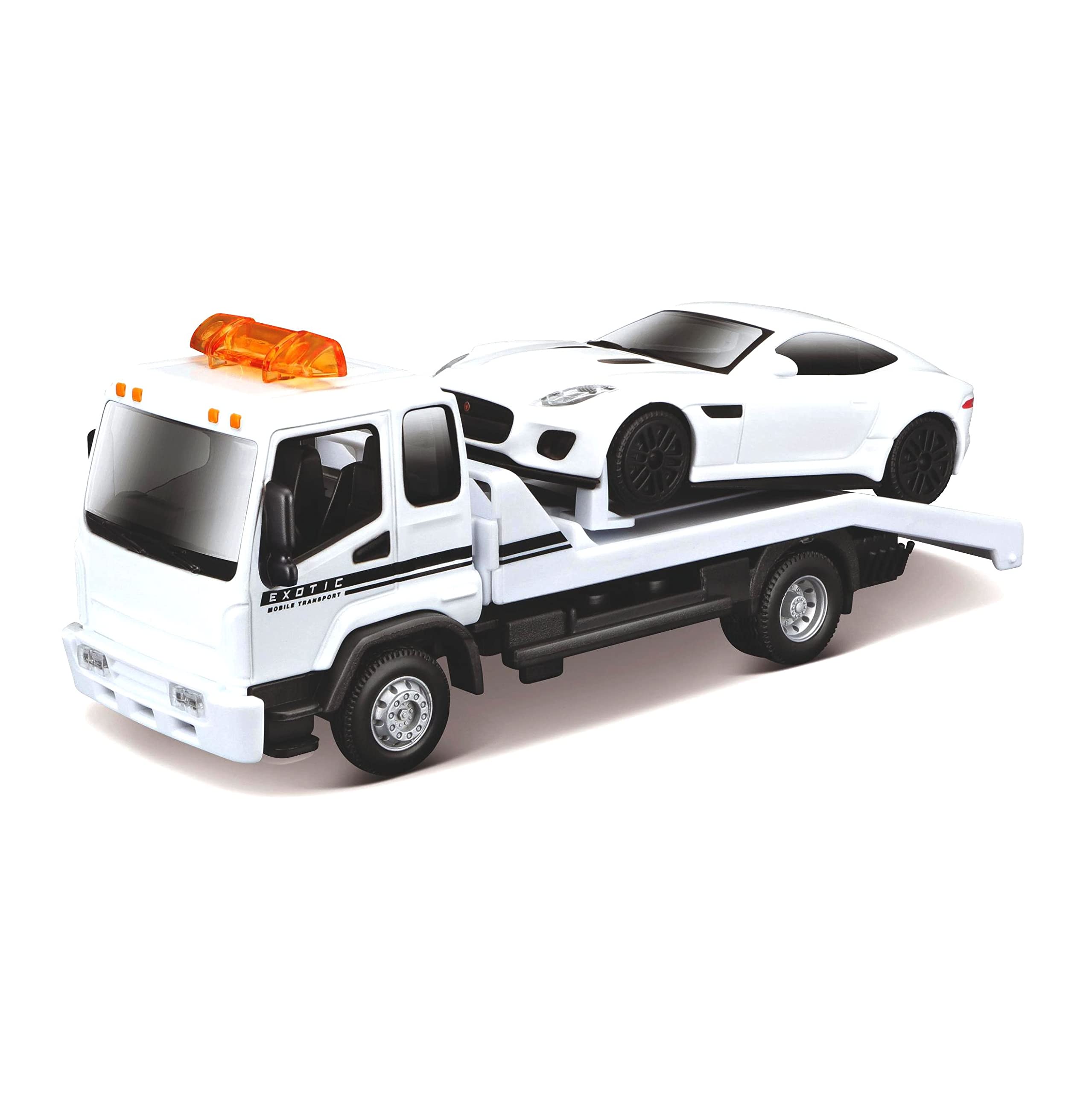 Bburago Str. Fire Tow Truck W Jaguar F-Type R 1:43