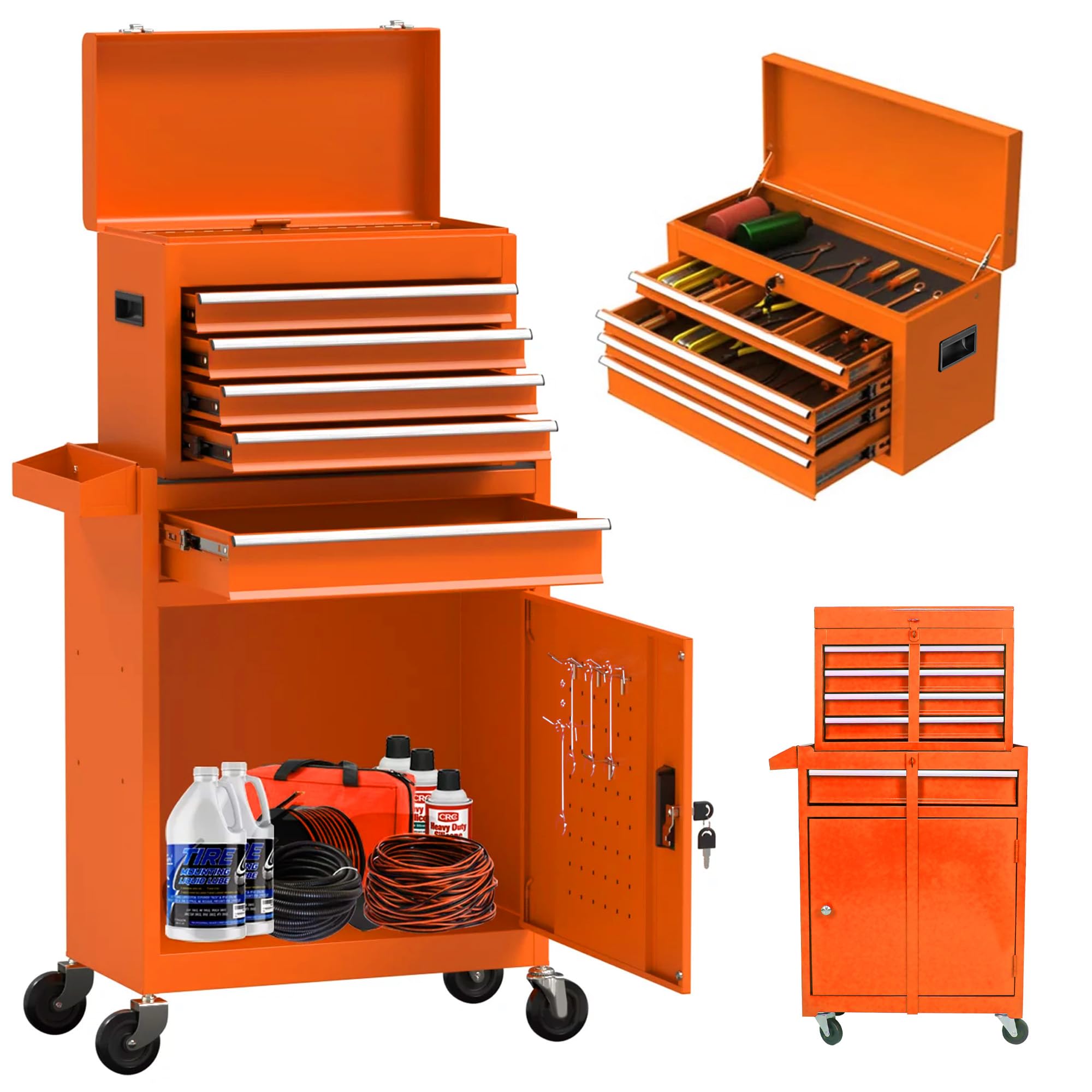 SumKea Wheels, Box, 5 Drawer Rolling Tool Chest and