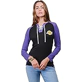 Ultra Game Women's NBA Official Standard Super Soft Long Sleeve Lace-Up Shirt