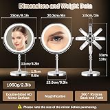 UUCOLOR 8 Inch LED Lighted Makeup Mirror 20X Dual Sided USB Rechargeable view 5