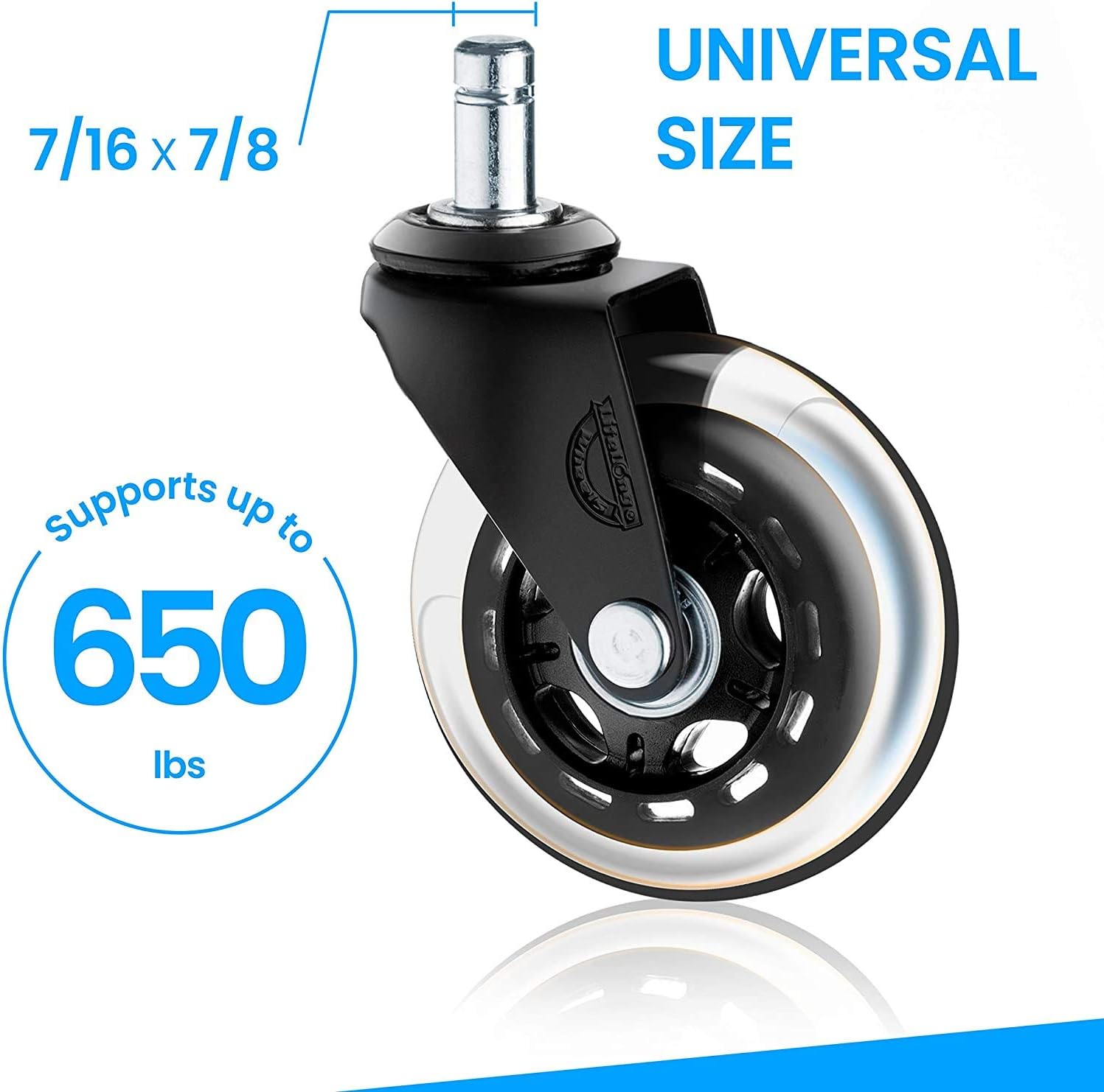 Office Chair Wheels Replacement Rubber Chair casters for Hardwood Floors and Carpet, Set of 5, Heavy Duty Office Chair Desk casters for Chairs to Replace Office Chair mats - Universal fit : Office Products