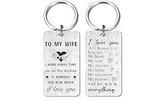 Gezxin Gift for Mother's Day for Her Wife - I Love My Wife Anniversary Christmas Easter Gift from Husband Keychain