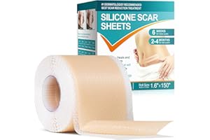 VORTEXONIX Silicone Scar Sheets (1.6” x 150”-3.8M), Medical Grade Soft Silicone Scar Tape, Scar Strips, Scar Roll - Keloid, C-Section, Surgical, Acne- Scars Removal Treatment, Painless Easy Removal, Reusable