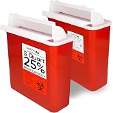 Oakridge Products Sharps Container for Home Use and Professional 5 Quart (2-Pack), Biohazard Needle and Syringe Disposal, Mailbox Style Lid, CDC Certified