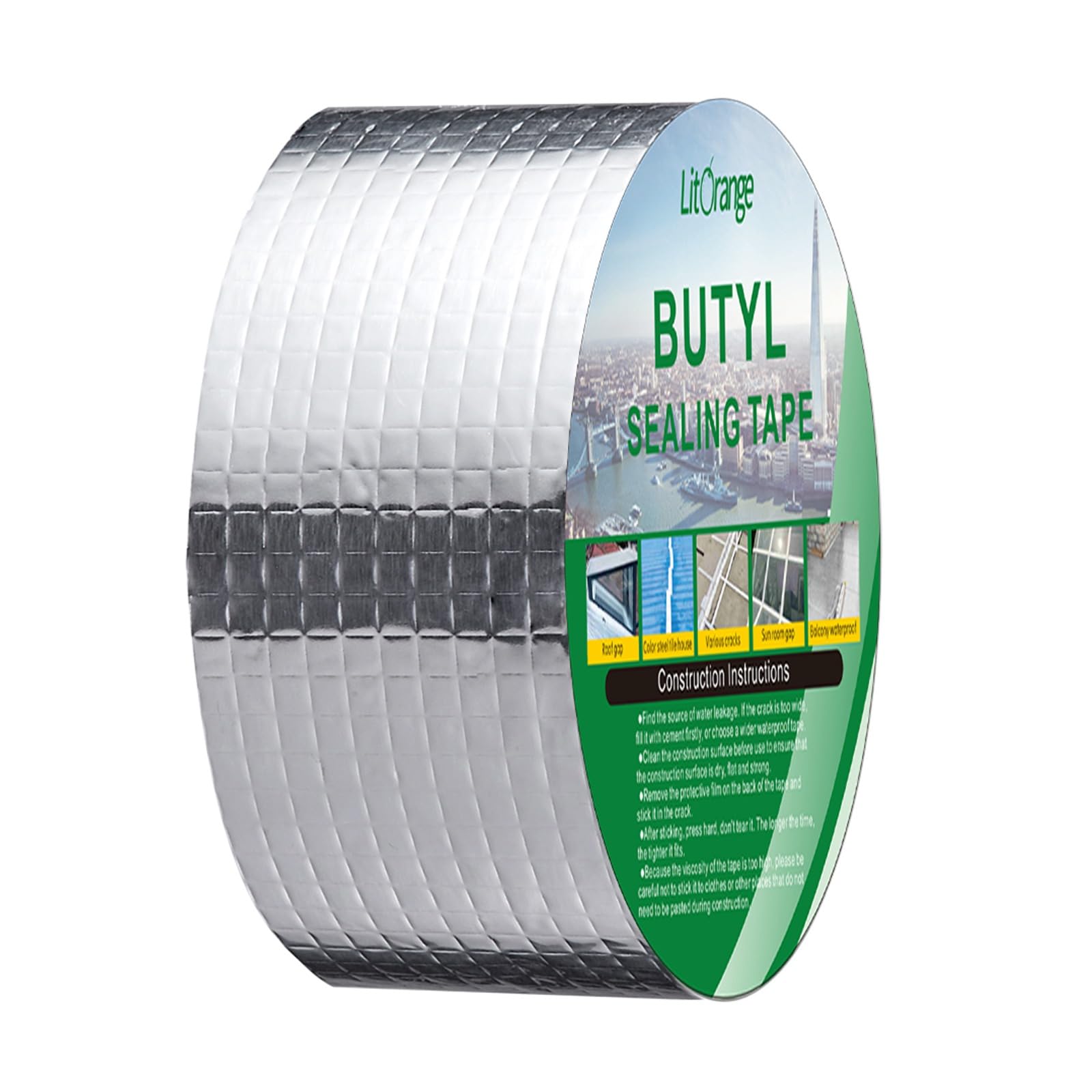 LitOrange 2" Width x 16 ft Waterproof Patch Seal Butyl RV Rubber Roof Flashing Tape for Wall Pipe Chimney Roof Boat Repair Sealant Caulking Strong Adhesive