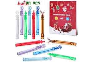 GENUVI Christmas Party Favors Mini Bubble Wands for Kids 30PCS Christmas Stocking Stuffers Goodie Bags Stuffers Small Bubbles in Bulk for Classroom Prizes Outdoor Toys Student Gifts for Toddlers Girls Boys