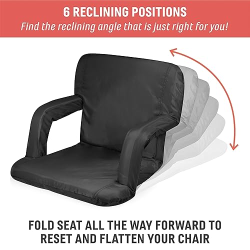 PICNIC TIME ONIVA a Brand Ventura Portable Reclining Stadium Seat, (Waves  Collection Gray with Vista Blue