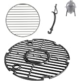 BBQration Round Grill Grate &amp; Firegrate for Char Griller Akorn Jr. Portable Kamado Ceramic Grill, Grill Parts for Char-Griller E86714, E6714, Replacement Parts for Chargriller Akorn Jr. Parts 6614