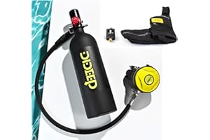 POGGYYI DIDEEP 1L Portable Lung Tank Mini Scuba Tank, 10-15 Minutes Breath Underwater Diving Gear with Inflation Adapter and Backpack Strap, for Underwater Breathe Training Fishing Snorkeling
